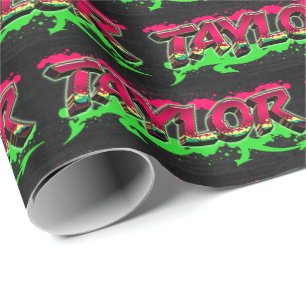 Taylor Vorname Name Graffiti red green Geschenkpapier