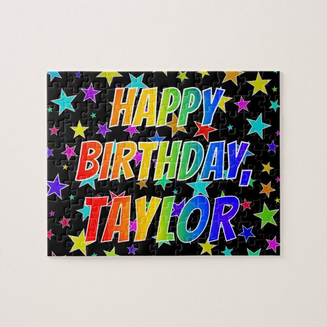 "TAYLOR" Vorname, Spaß "GLÜCKLICHER GEBURTSTAG" Puzzle (Horizontal)