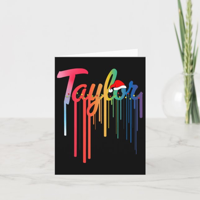 Taylor Vorname Weihnachtsmannmütze Colorful Print  Karte (Vorderseite)