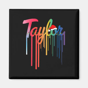 Taylor Vorname Weihnachtsmannmütze Colorful Print Magnet
