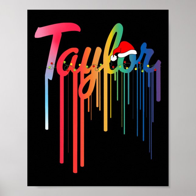 Taylor Vorname Weihnachtsmannmütze Colorful Print  Poster (Vorne)