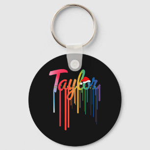 Taylor Vorname Weihnachtsmannmütze Colorful Print Schlüsselanhänger