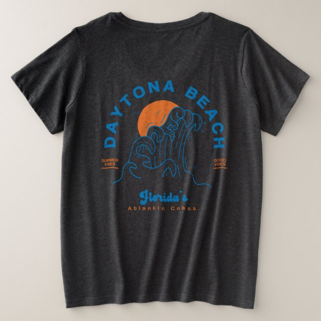 TAYTONA STRAND FLORIDA SOMMERWELLEN URLAUB GROßE GRÖßE T-Shirt (Design Rückseite)