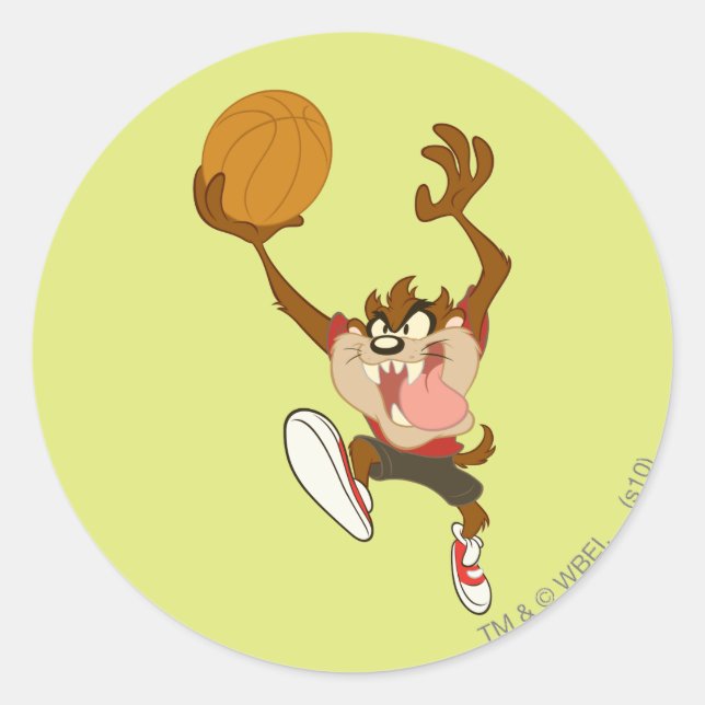 TAZ™ Basketball Layup Runder Aufkleber (Vorderseite)
