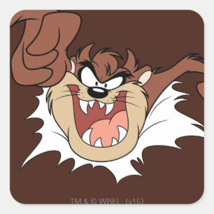 TAZ™ Burning Through Page Quadratischer Aufkleber