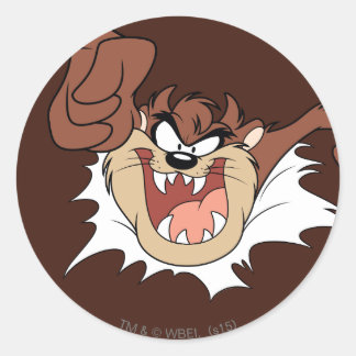 TAZ™ Burning Through Page Runder Aufkleber
