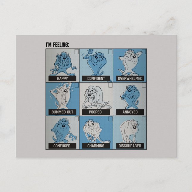 TAZ™ Emotion Checkbox Postkarte (Vorderseite)