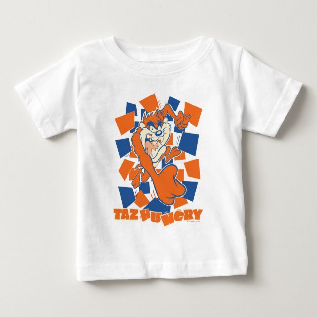 TAZ™ Hungry Smashing durch Schachbrett Baby T-shirt (Vorderseite)