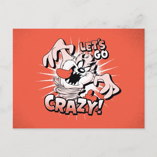 TAZ™ "Let's Go Crazy!" Halftone Postkarte (Vorderseite)