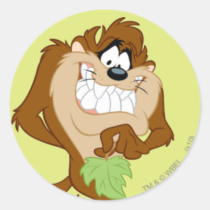 TAZ™ mit Blättern Runder Aufkleber