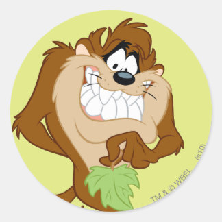 TAZ™ mit Blättern Runder Aufkleber