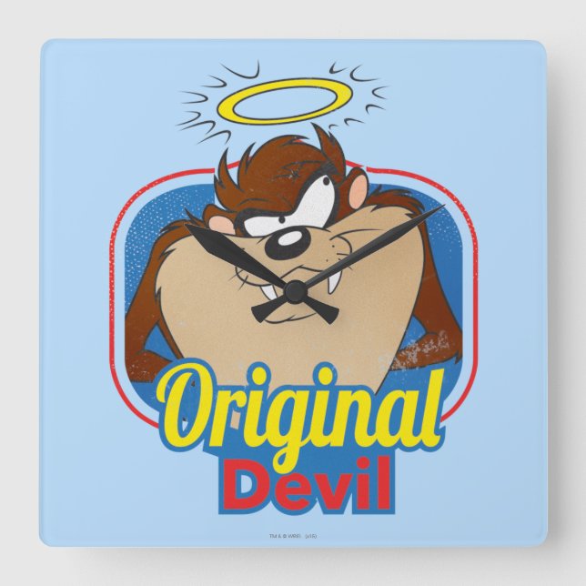 TAZ™ Original Devil Quadratische Wanduhr (Vorderseite)