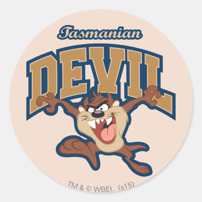 TAZ™ Tasmanian Devil Patch Runder Aufkleber (Vorderseite)