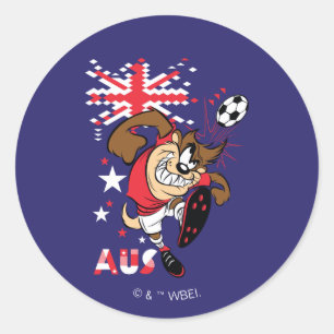 TAZ™ Team Australia Fußball-Grafik Runder Aufkleber