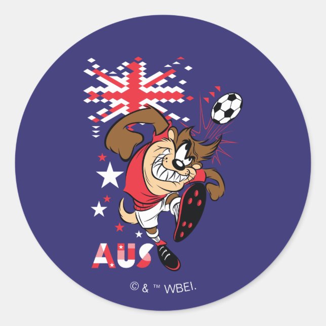 TAZ™ Team Australia Soccer Graphic Runder Aufkleber (Vorderseite)