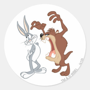 TAZ™ und BUGS BUNNY™ Nicht einmal Flinching - Farb Runder Aufkleber