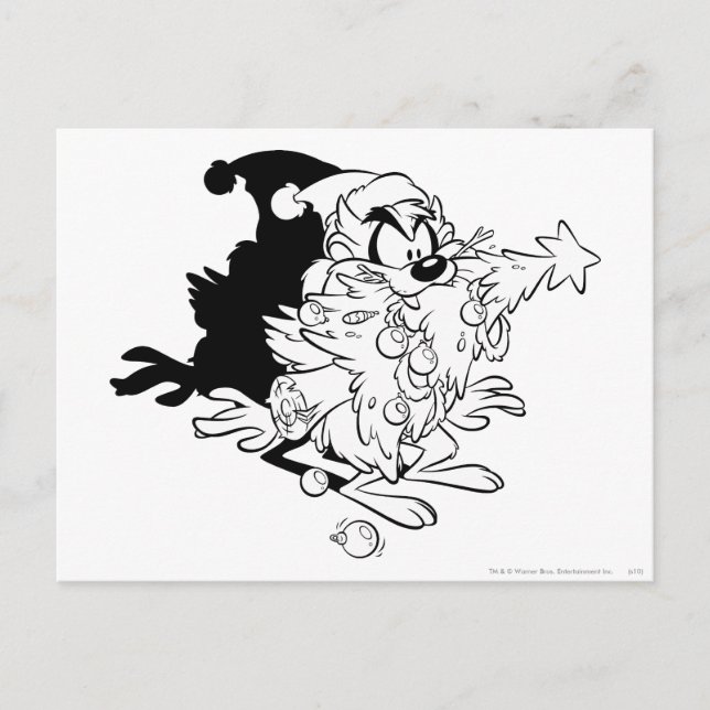 TAZ™ - Weihnachtsbaum Feiertagspostkarte (Vorderseite)