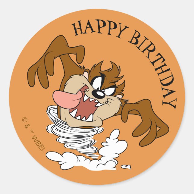 TAZ™ Whirling Tornado Runder Aufkleber (Vorderseite)