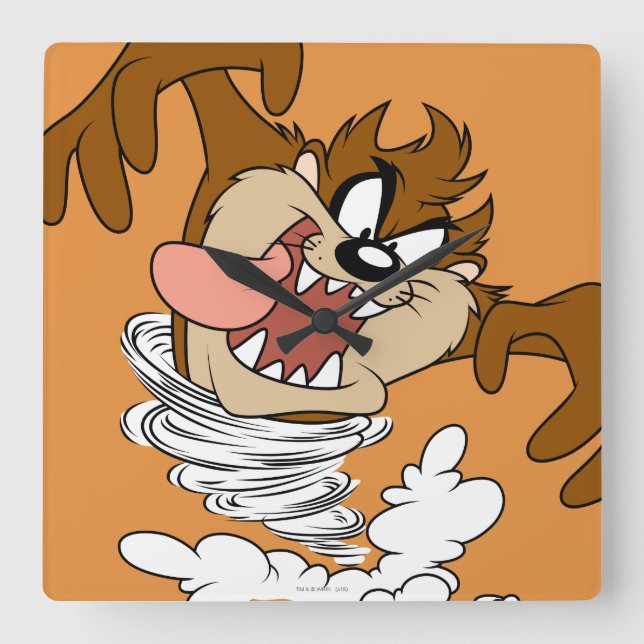 TAZ™ Whirlpool Tornado Quadratische Wanduhr (Vorderseite)