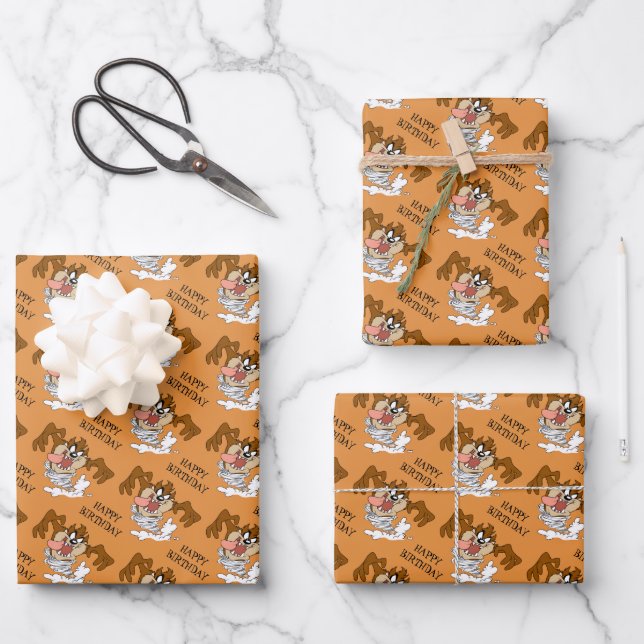 TAZ™ Wirbelsturm Tornado Geschenkpapier Set (Vorderseite)