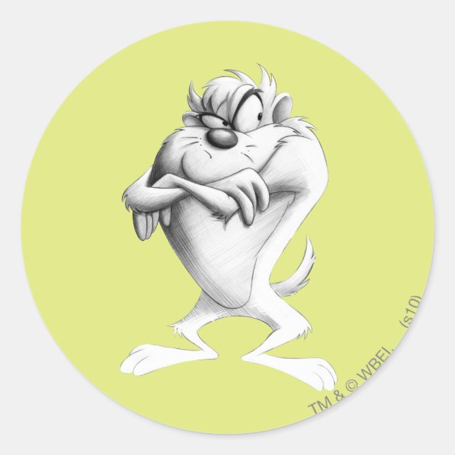 TAZ™ Zeichnend Runder Aufkleber (Vorderseite)