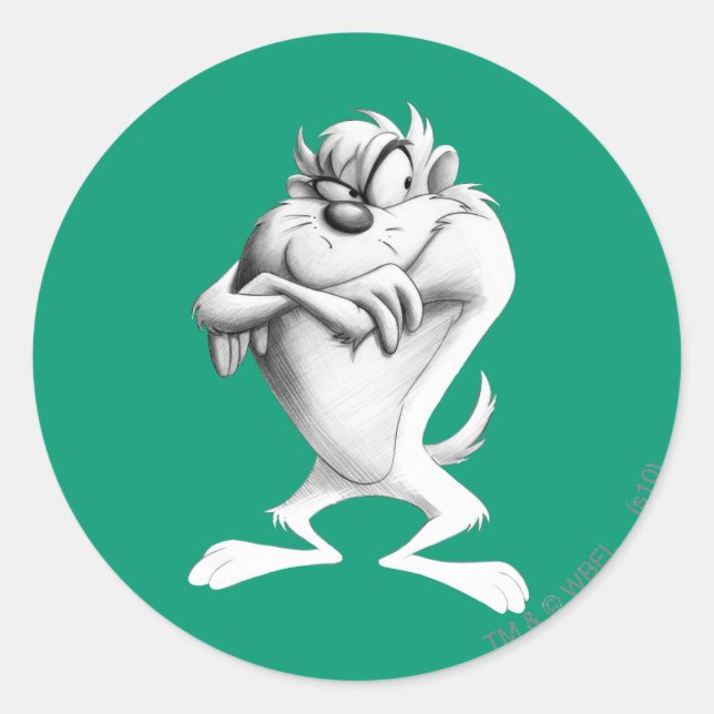 TAZ™ Zeichnend Runder Aufkleber (Vorderseite)