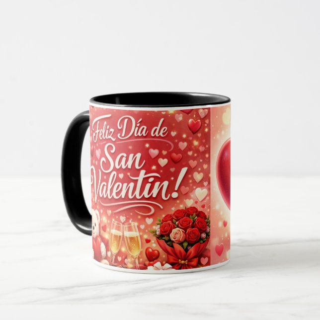 Taza Clásica “Feliz Día de San Valentín” con Coraz Tasse (Vorderseite Links)
