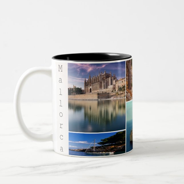 Taza collage isla de Mallorca, Majorca Zweifarbige Tasse (Links)