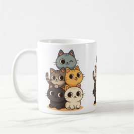 Taza con gatitos dibujado a mano. kaffeetasse