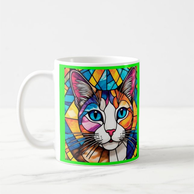 Taza de café blanca diseño de gato kaffeetasse (Links)