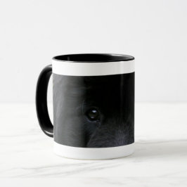 Taza de café con ojos de perro negro tasse