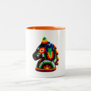 Taza De Café Huichol Beaded Horse Mexikanische Ku Zweifarbige Tasse