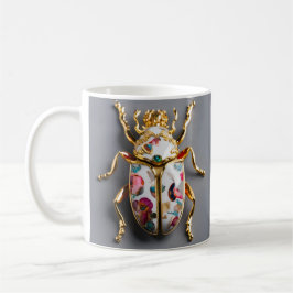 TAZA  DE COLOR BLANCO CON IMPRESION DE ESCARABAJO  KAFFEETASSE