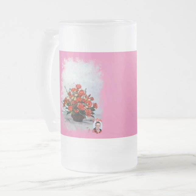Taza de Cristal Esmerilado Bodegón de flores Mattglas Bierglas (Vorderseite Links)