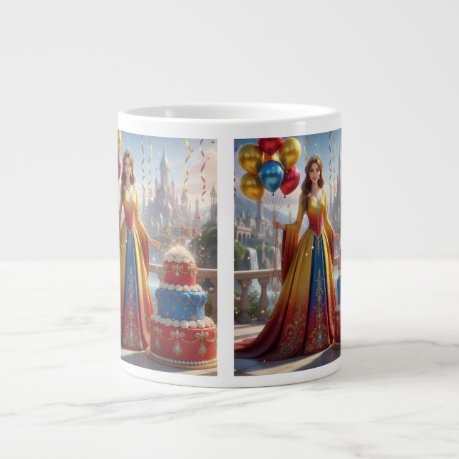 Taza de Princesa – Diseño de Cumpleaños con Pastel Jumbo-Tasse (Vorderseite)