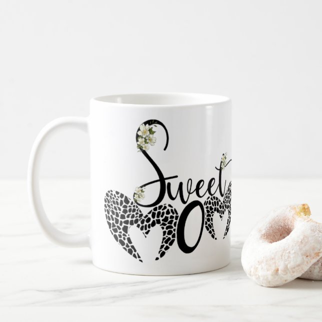 Taza dulce mamá con corazón y flor kaffeetasse (Mit Donut)