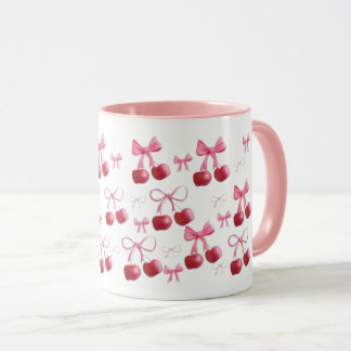 Taza estética de cerezas y lazos  tasse