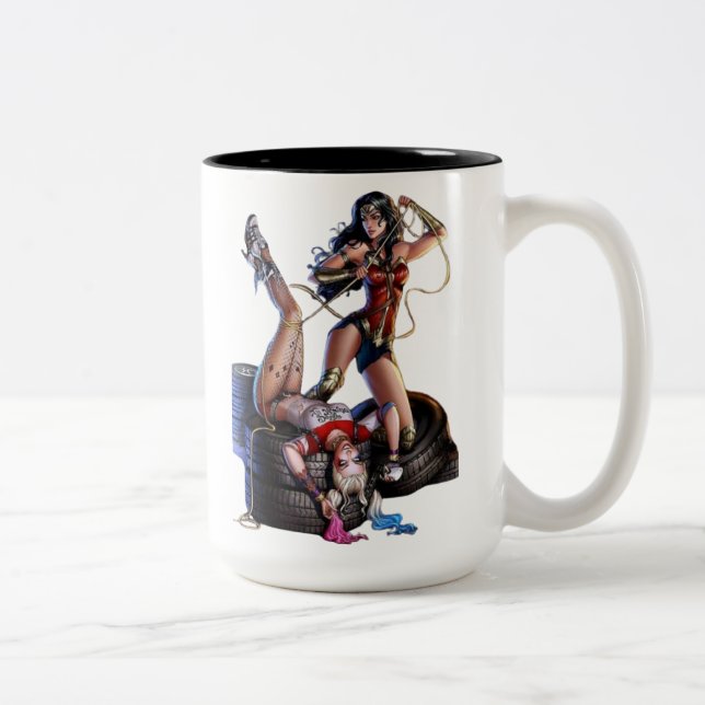 TAZA HARLEY QUINN Y MUJER MARAVILLA ZWEIFARBIGE TASSE (Rechts)