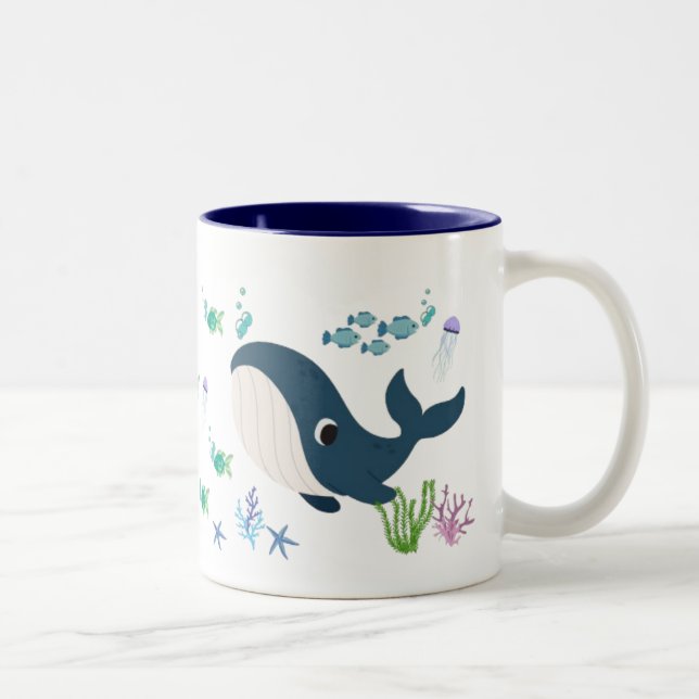 Taza Infantil con Diseño de Ballena y Peces Zweifarbige Tasse (Rechts)