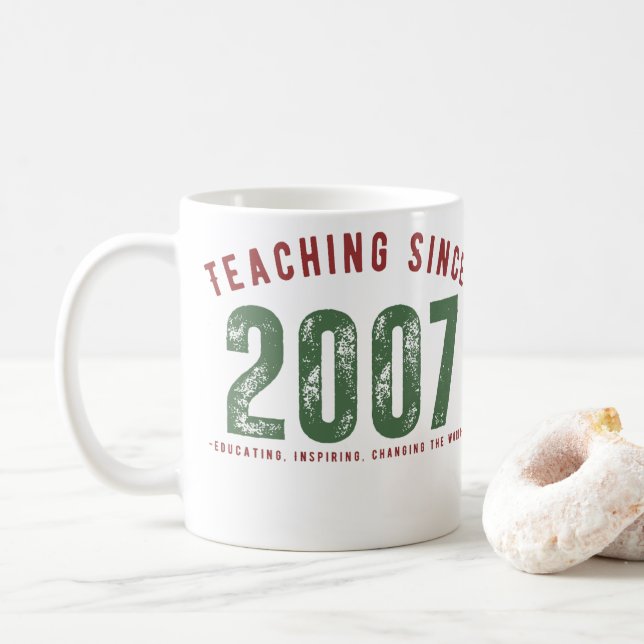 Taza para profesor | Teaching since 2007 Kaffeetasse (Mit Donut)