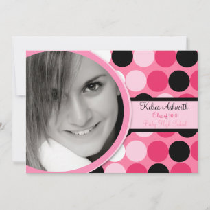 {TBA} 12x18 Pink Polka Foto Abschluss Einladung