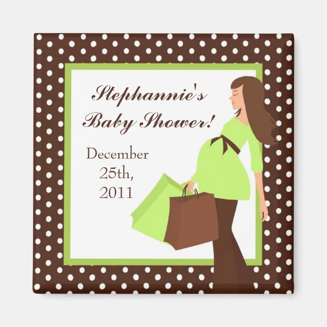 {TBA} 2"x2" Green Mod Mama Polka Gastgeschenk Magn Magnet (Vorne)