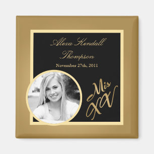 {TBA} 2"x2" Mis XV Gold Ankündigungsmagnet Magnet