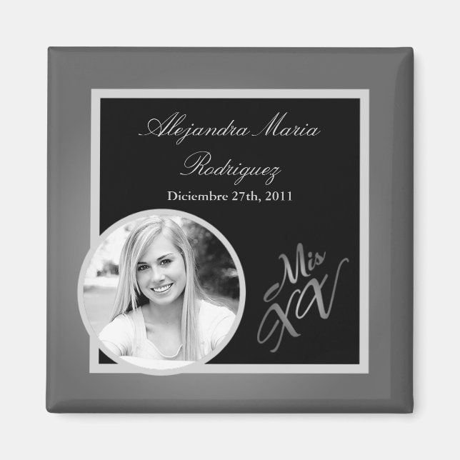 {TBA} 2"x2" Mis XV Silver Ankündigungsmagnet Magnet (Vorne)