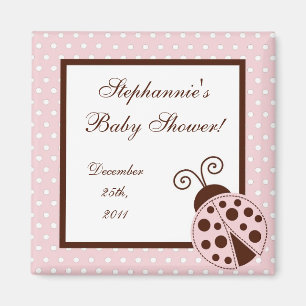 {TBA} 2"x2" Pink Ladybug Gastgeschenk Magnet