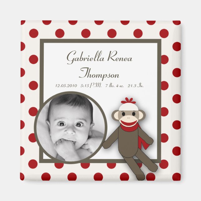 {TBA} 2"x2" Red Sock Monkey Ankündigung Magnet (Vorne)