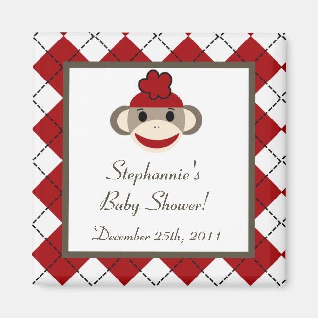 {TBA} 2"x2"Red Sock Monkey Gastgeschenk Magnet (Vorne)
