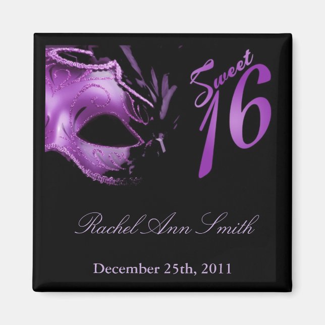 {TBA} 2"x2" Sweet 16 Lila Lilac Gefallen Magnet (Vorne)