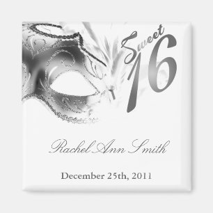 {TBA} 2"x2" Sweet 16 Silver Gastgeschenk Magnet