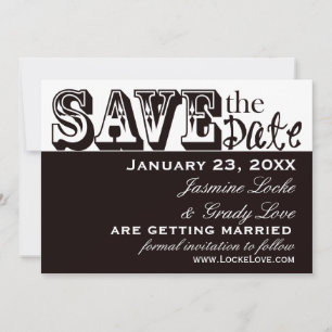 TBA 8-14 Schwarz-Weiße Hochzeit Save the Date Einladung